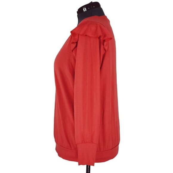 Torrid Ruffled Shoulders Sweatshirt Size 1 1X Pullover V Neck Long Sleeve New - Picture 4 of 15